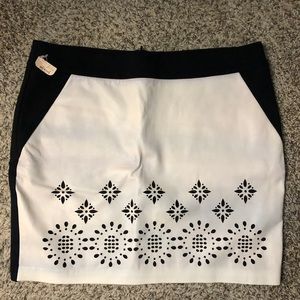 Leather cut out skirt